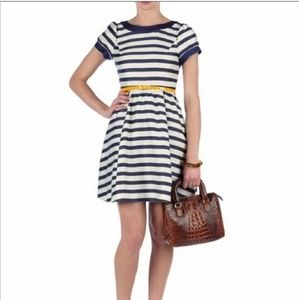 Ted Baker London Honor Stripe Dress Navy Blue White Nautical Size 0 XS XXS